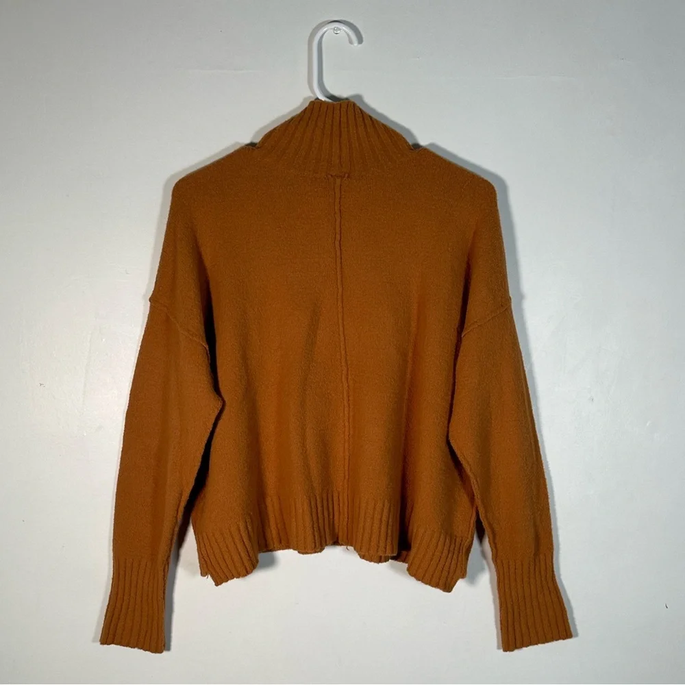 Free People Sweater Ribbed Mock Neck In Pumpkin Pie Cozy Knit Size S